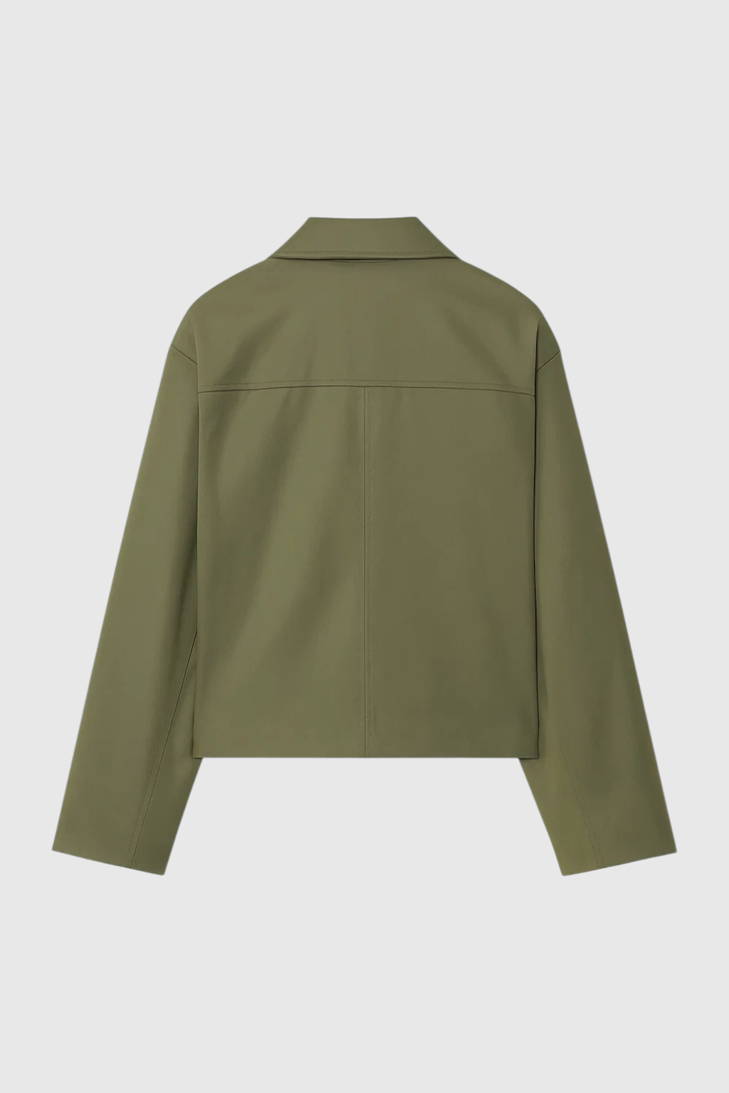 Victoria casual army green bomber jacket by Lumina Wear with zipper closure, featuring a relaxed fit and stylish design.