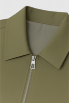 Victoria Lumina Wear casual army green bomber jacket with zipper closure, featuring a stylish fit and classic design.
