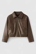Victoria vintage-style casual jacket by Lumina Wear in coffee color, featuring classic design and timeless appeal.