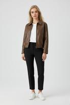 Victoria vintage-style casual jacket by Lumina Wear, shown in coffee color, featuring timeless design and classic silhouette.