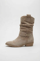 Victoria Chic Apricot Suede Ankle Boots with Warm Lining from Lumina Wear, featuring stylish design and cozy interior for women.