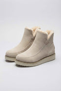 Victoria beige ankle boots by Lumina Wear with durable soles, featuring a stylish design and ankle-height silhouette.
