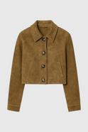 Victoria Chic brown button jacket by Lumina Wear featuring breathable fabric and stylish design.