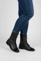 Lumina Wear Victoria black lace-up ankle boots with cozy lining, stylish women's boots with a chunky heel and ankle support.