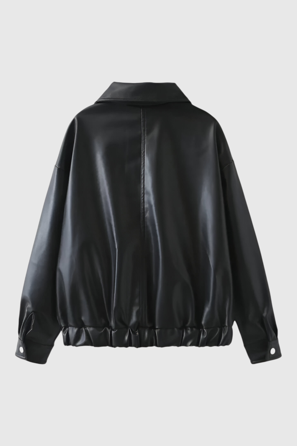 Victoria black leather jacket with retro collar from Lumina Wear, stylish women's jacket featuring a sleek design and classic fit.