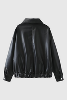 Victoria black leather jacket with retro collar from Lumina Wear, stylish women's jacket featuring a sleek design and classic fit.
