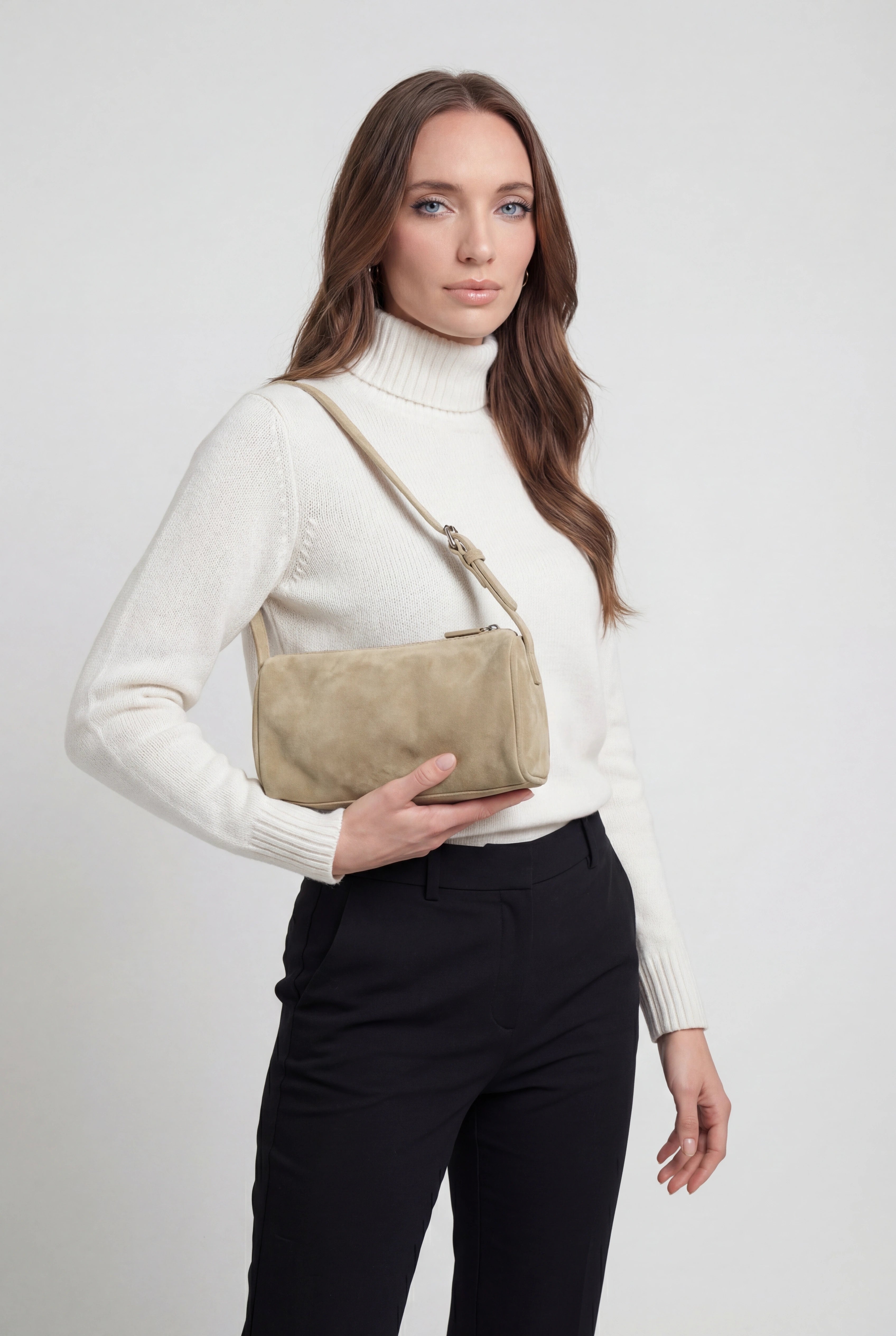 Lumina Wear Victoria black mini shoulder bag with adjustable strap, stylish compact handbag for everyday use.