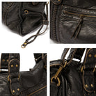 Victoria black PU leather handbag by Lumina Wear with multiple pockets and stylish design, perfect for everyday use.