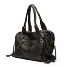 Victoria black PU leather handbag by Lumina Wear featuring multiple pockets and a chic, stylish design for versatile use.
