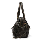 Victoria black PU leather handbag with multiple pockets, stylish design, and silver-tone hardware from Lumina Wear.