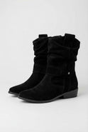 Victoria black suede ankle boots for women by Lumina Wear with sturdy sole and stylish design.