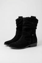 Victoria black suede ankle boots for women by Lumina Wear with sturdy sole, stylish design, and ankle-high cut.