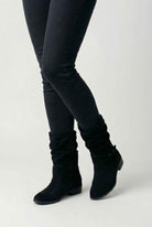 Victoria black suede ankle boots for women by Lumina Wear, featuring a sturdy sole and stylish design, size 35.
