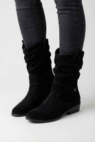 Victoria black suede ankle boots for women by Lumina Wear, featuring a sturdy sole and stylish design.