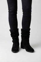 Victoria black suede ankle boots for women with sturdy sole by Lumina Wear, showcasing stylish design and comfortable fit.