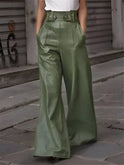 Victoria Lumina Wear black wide-leg trousers with relaxed fit, shown laid flat to highlight the stylish, comfortable design.