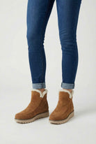 Lumina Wear Victoria brown ankle boots with warm lining, stylish low-heel design, and ankle-length fit for winter comfort.