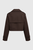 Victoria Chic Brown Windbreaker Jacket with double-breasted design from Lumina Wear, featuring stylish and lightweight outerwear.