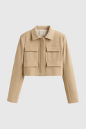 Lumina Wear Victoria chic cropped button jacket in khaki, featuring a flattering fit and stylish design.