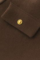 Dark brown women's short jacket by Lumina Wear, Victoria style, with a tailored fit and chic design for a stylish look.