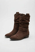 Victoria dark brown suede ankle boots with warm lining by Lumina Wear, featuring a stylish design and comfortable fit for women.