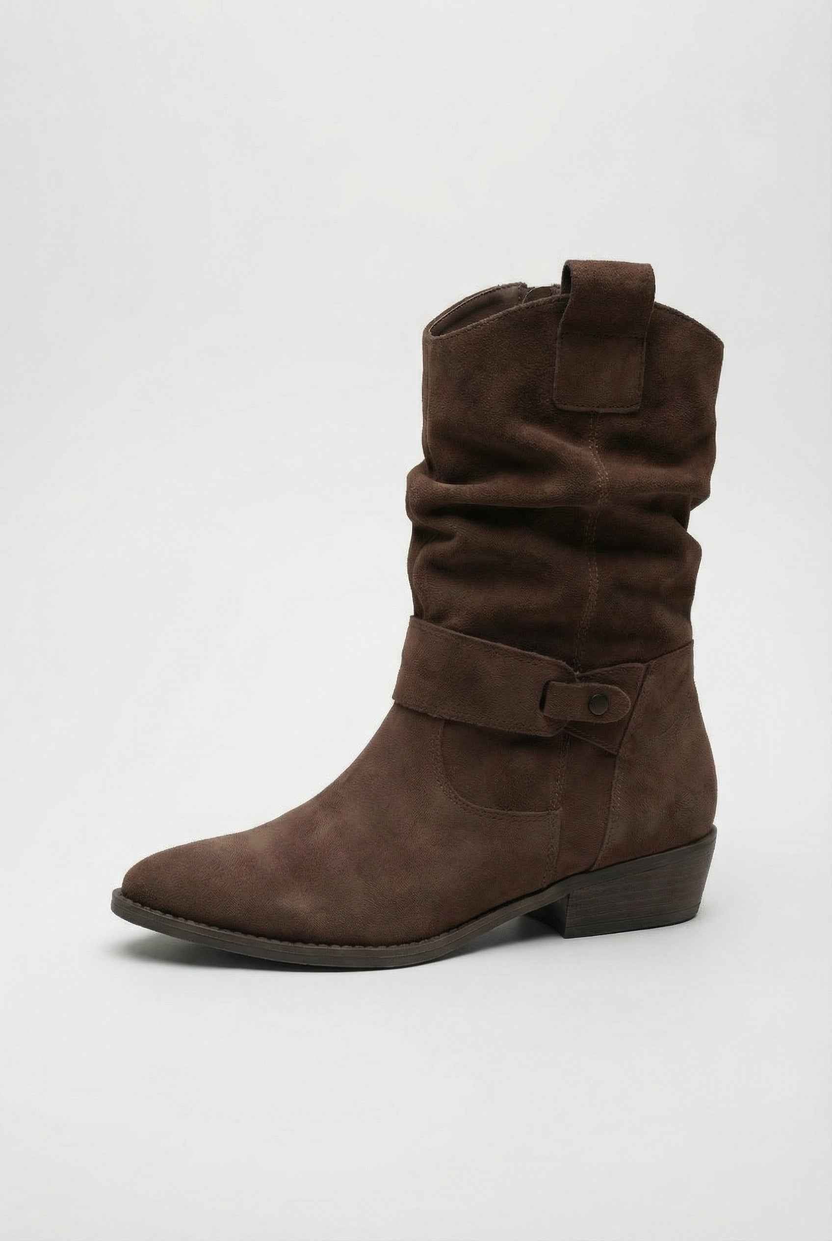 Dark brown suede Victoria ankle boots for women with warm lining by Lumina Wear, showcasing stylish ankle-high design and cozy interior.