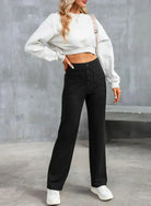 Victoria high-waisted trousers by Lumina Wear in stone green, featuring stretch fabric and a chic, tailored fit.
