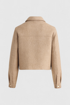 Victoria khaki women's windbreaker jacket with lapel collar by Lumina Wear, stylish and lightweight for casual wear.