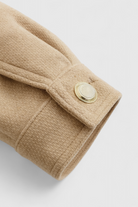 Victoria women's khaki windbreaker jacket with lapel collar by Lumina Wear, stylish and lightweight for casual wear.