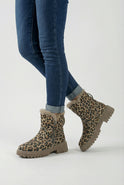 Lumina Wear Victoria leopard ankle boots with cozy lining, brown leopard print, stylish ankle-height footwear.