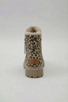 Lumina Wear Victoria leopard ankle boots with cozy lining, brown animal print, stylish ankle height, and comfortable design.