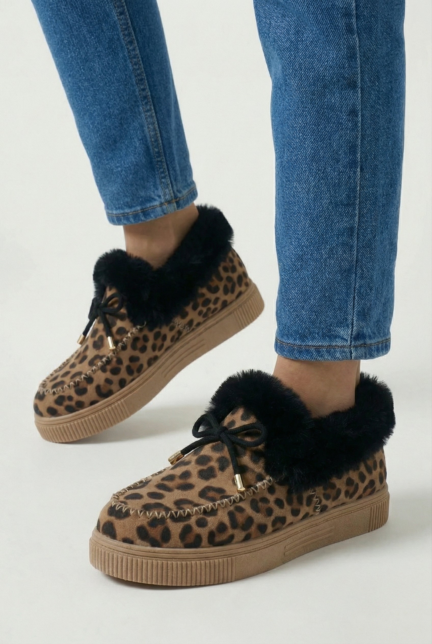 Victoria Lumina leopard print ankle boots with cozy lining, stylish footwear featuring a chic animal pattern and comfortable fit.