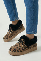 Victoria Lumina leopard print ankle boots with cozy lining, stylish footwear featuring a chic animal pattern and comfortable fit.
