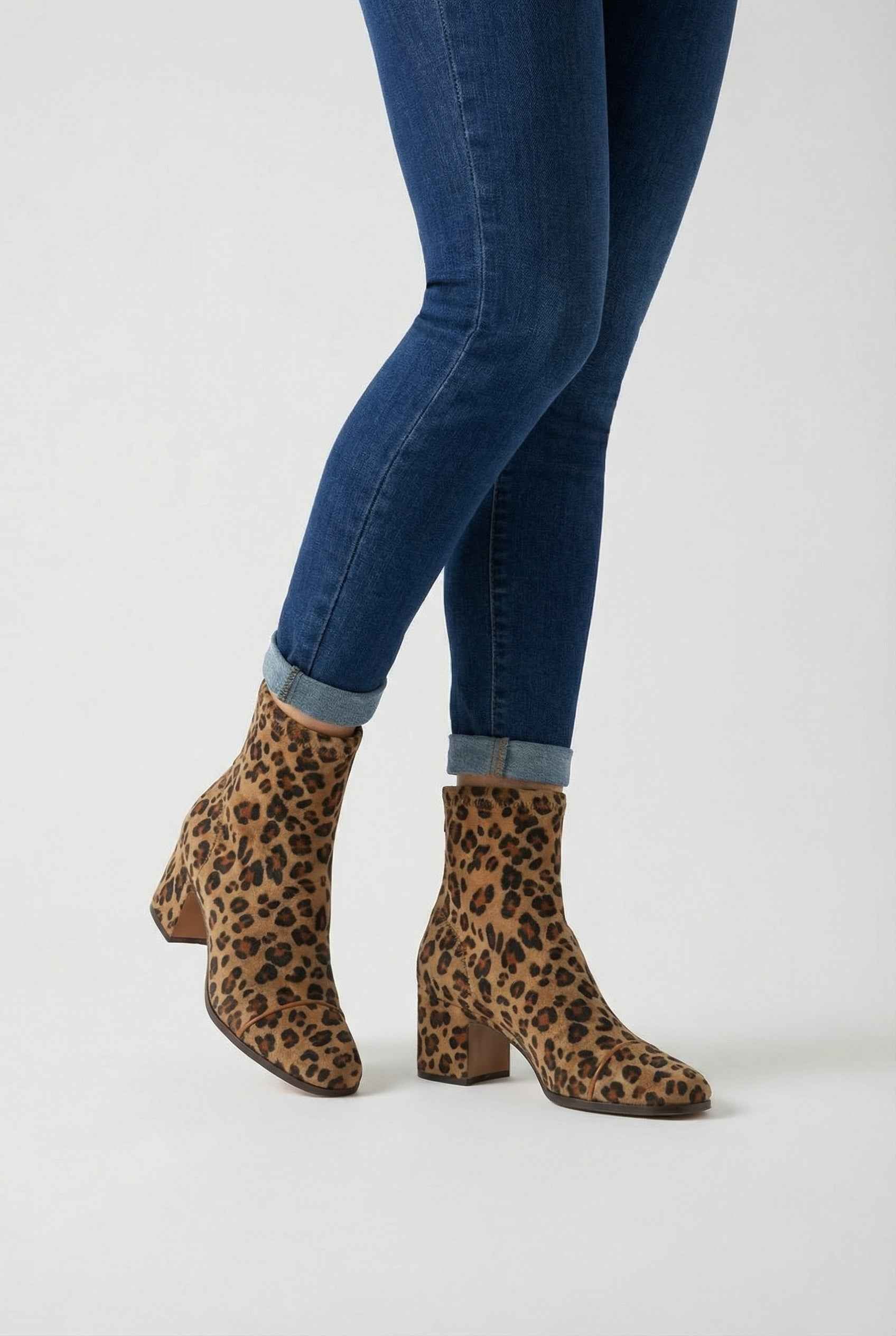 Victoria women's leopard print ankle boots with retro heel by Lumina Wear, showcasing stylish animal print and chunky heel design.