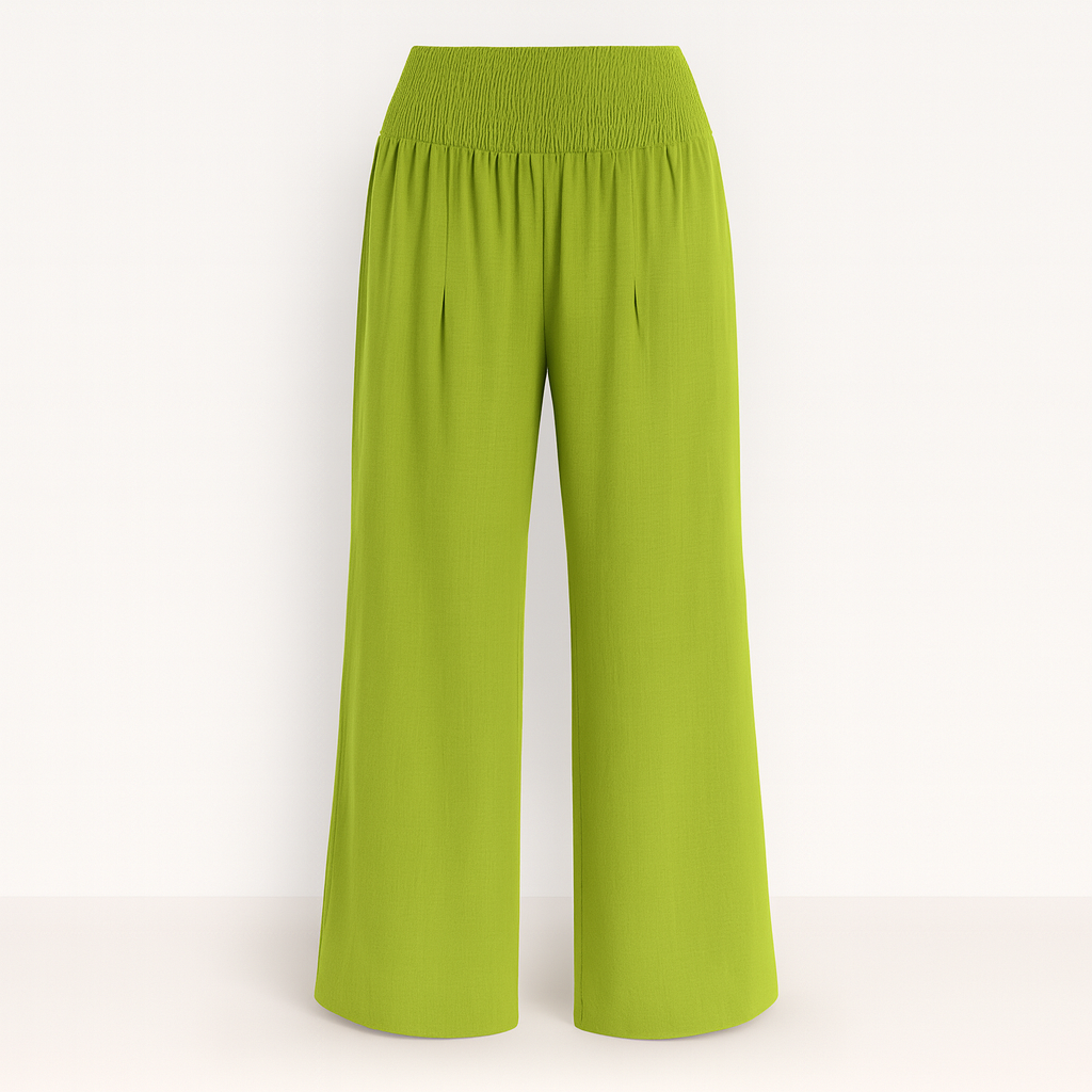 Black Victoria lightweight wide-leg trousers by Lumina Wear, relaxed fit perfect for effortless summer style.