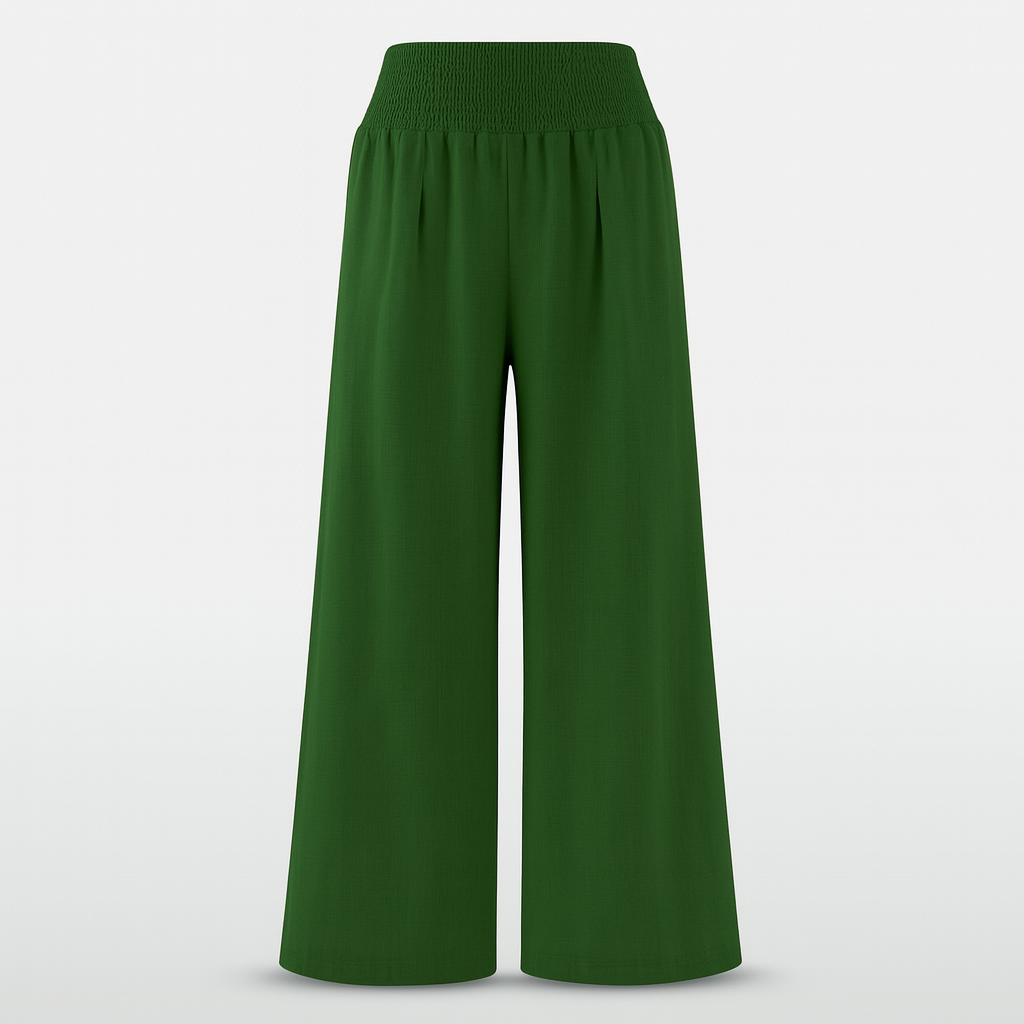 Black lightweight wide-leg trousers from Lumina Wear, styled for effortless summer fashion, featuring a relaxed fit and chic design.