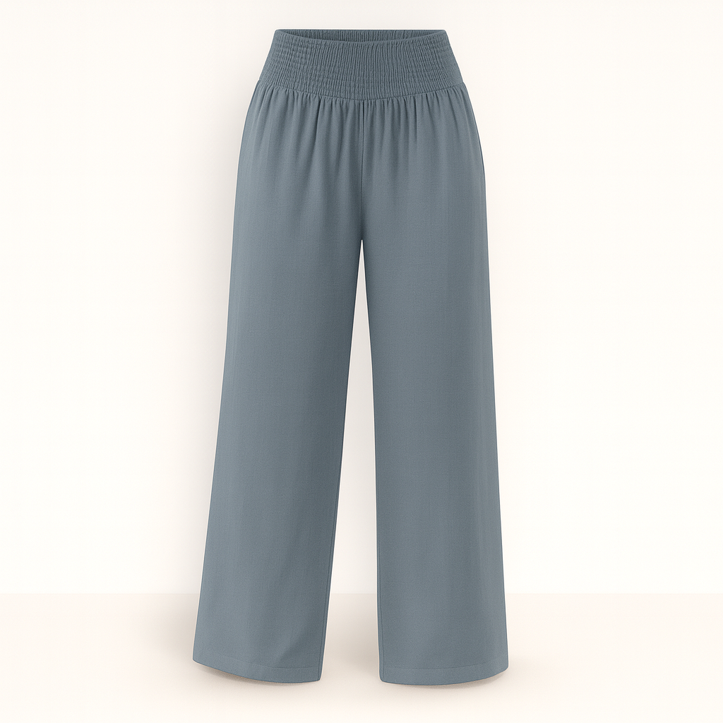 Black Victoria Lumina Wear wide-leg trousers featuring a lightweight, chic design perfect for effortless summer style.