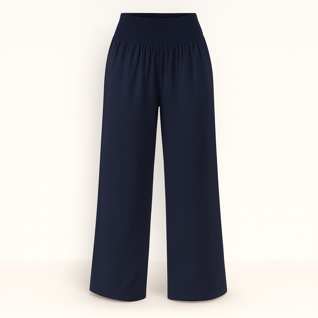 Black Victoria Lumina Wear wide-leg trousers with lightweight fabric, perfect for effortless summer style and casual wear.