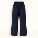Black Victoria wide-leg trousers by Lumina Wear, lightweight and chic, perfect for effortless summer style.