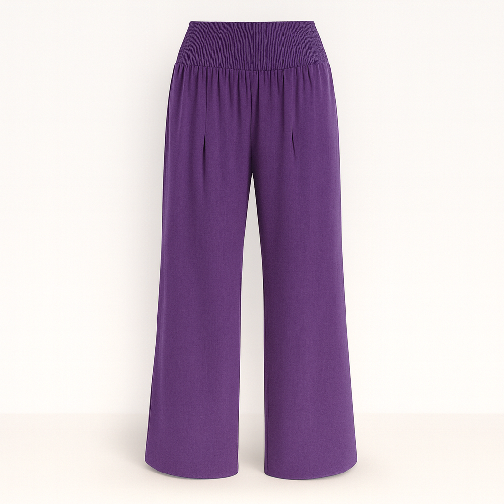 Black Victoria lightweight wide-leg trousers by Lumina Wear, styled for effortless summer fashion, shown on a model.