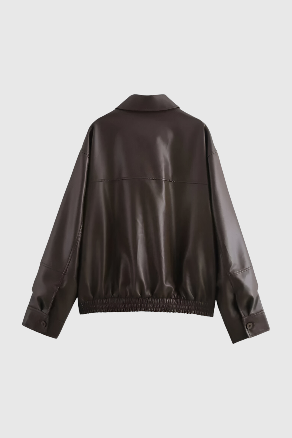 Brown Victoria women's loose fit aviator jacket by Lumina Wear, showcasing stylish collar and zipper details.