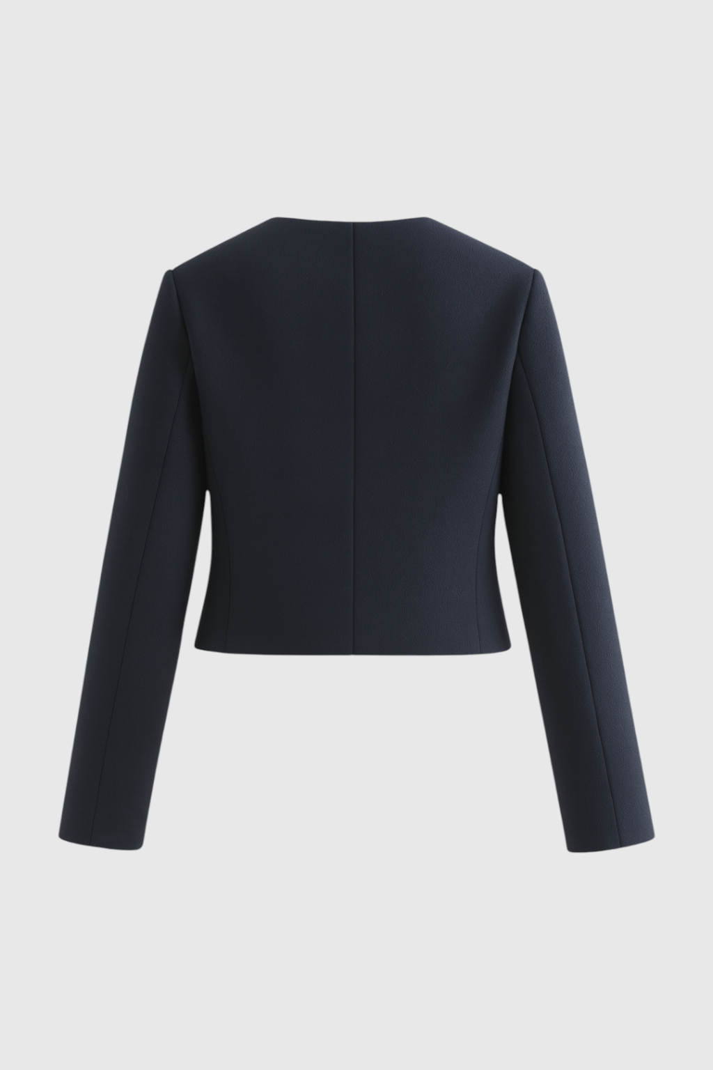 Navy blue Victoria women's short jacket by Lumina Wear featuring a modern silhouette and chic style.