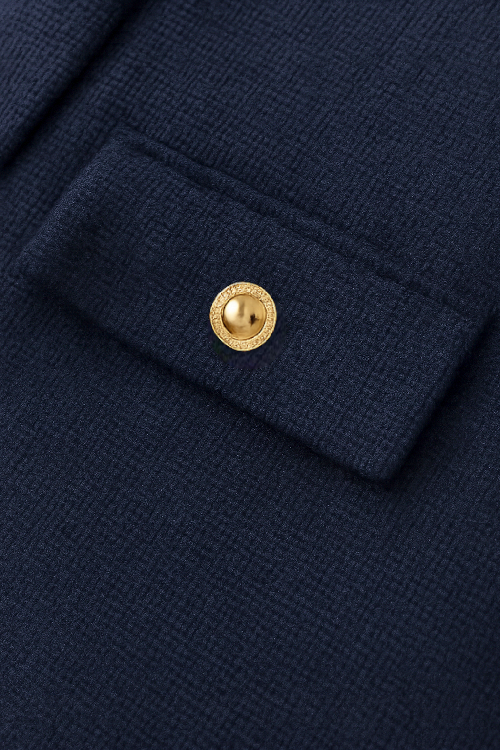 Navy blue Victoria short jacket for women by Lumina Wear, featuring a modern silhouette and chic design.