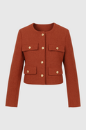 Lumina Wear Victoria short orange-red jacket with versatile style, tailored for women, featuring a chic and modern design.