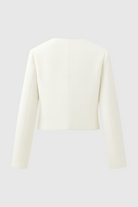 Victoria white tailored short jacket by Lumina Wear, featuring a chic versatile style and sleek design for modern fashion.