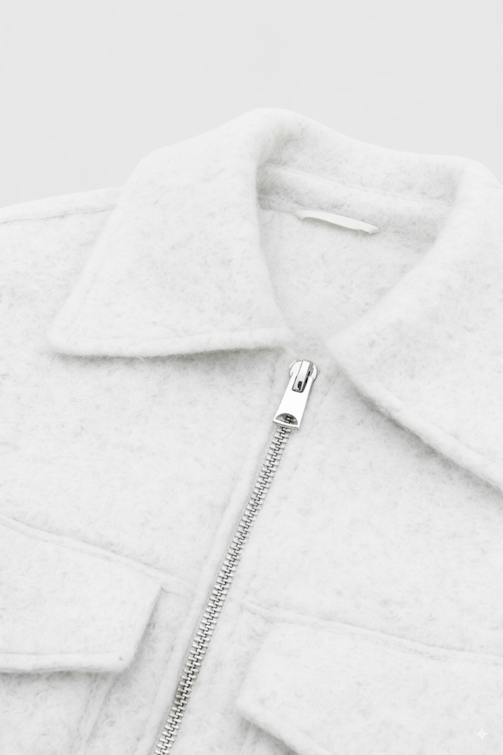 Lumina Wear Victoria white zip jacket with vintage lapel, stylish and casual outerwear for women.