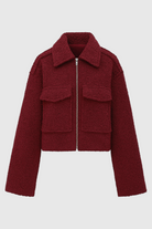 Victoria white zip-up jacket with vintage lapel by Lumina Wear, stylish women's coat featuring a chic design.