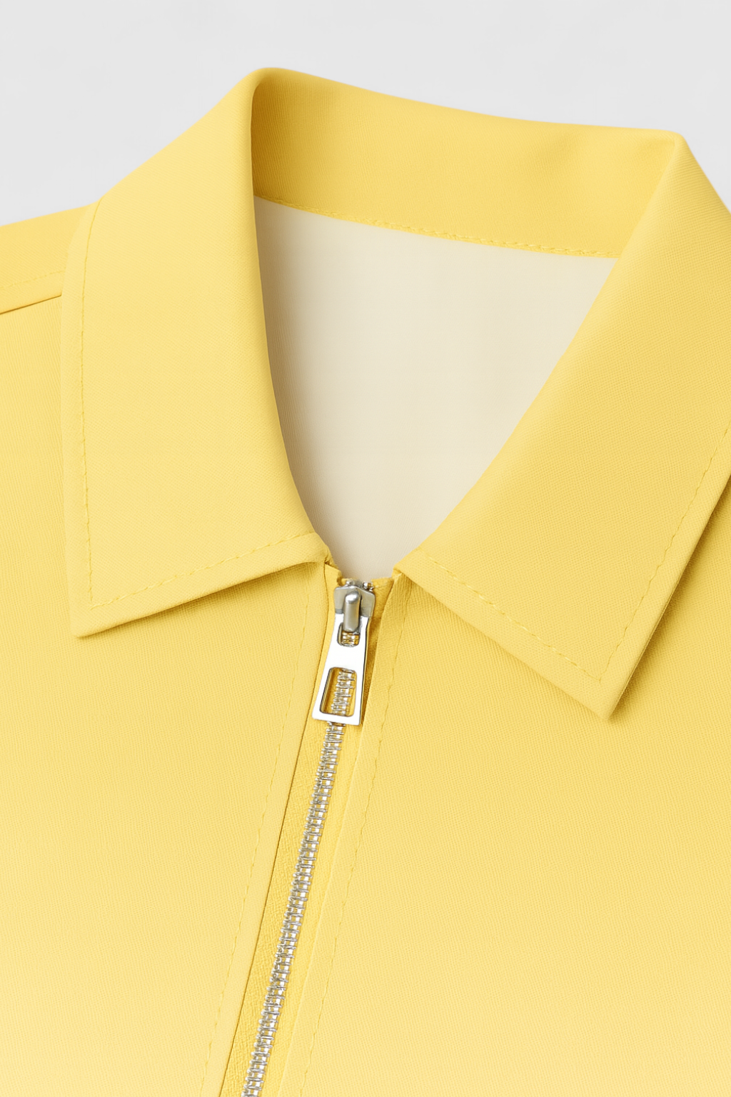 Victoria yellow casual bomber jacket with zipper from Lumina Wear, featuring a stylish, relaxed fit and zip-up front.