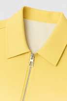 Victoria yellow casual bomber jacket with zipper from Lumina Wear, featuring a stylish, relaxed fit and zip-up front.