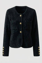 Victoria black long cardigan sweater with open front design from Lumina Wear, cozy and stylish for casual wear.